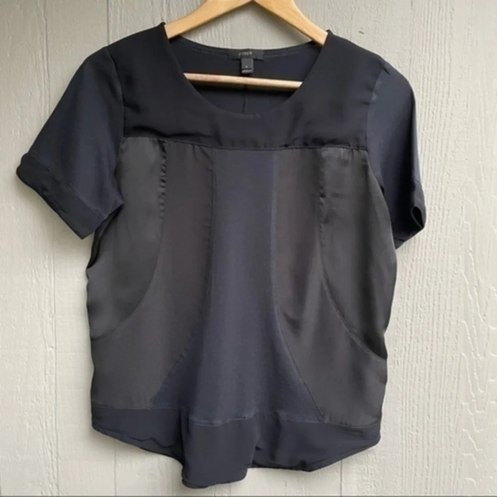 J. Crew Seamed Panel Black T-shirt